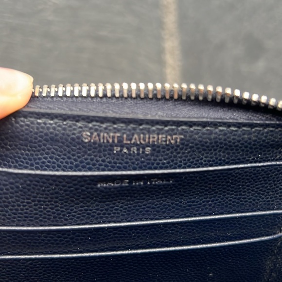 Pre-loved 100% Authentic YSL Navy Zipper Wallet - Picture 6 of 6